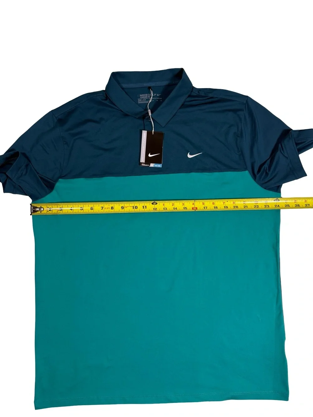 Nike Golf Dri-FIT Polo Shirt Mens XL Blue Teal Colorblock Performance Golf NEW
